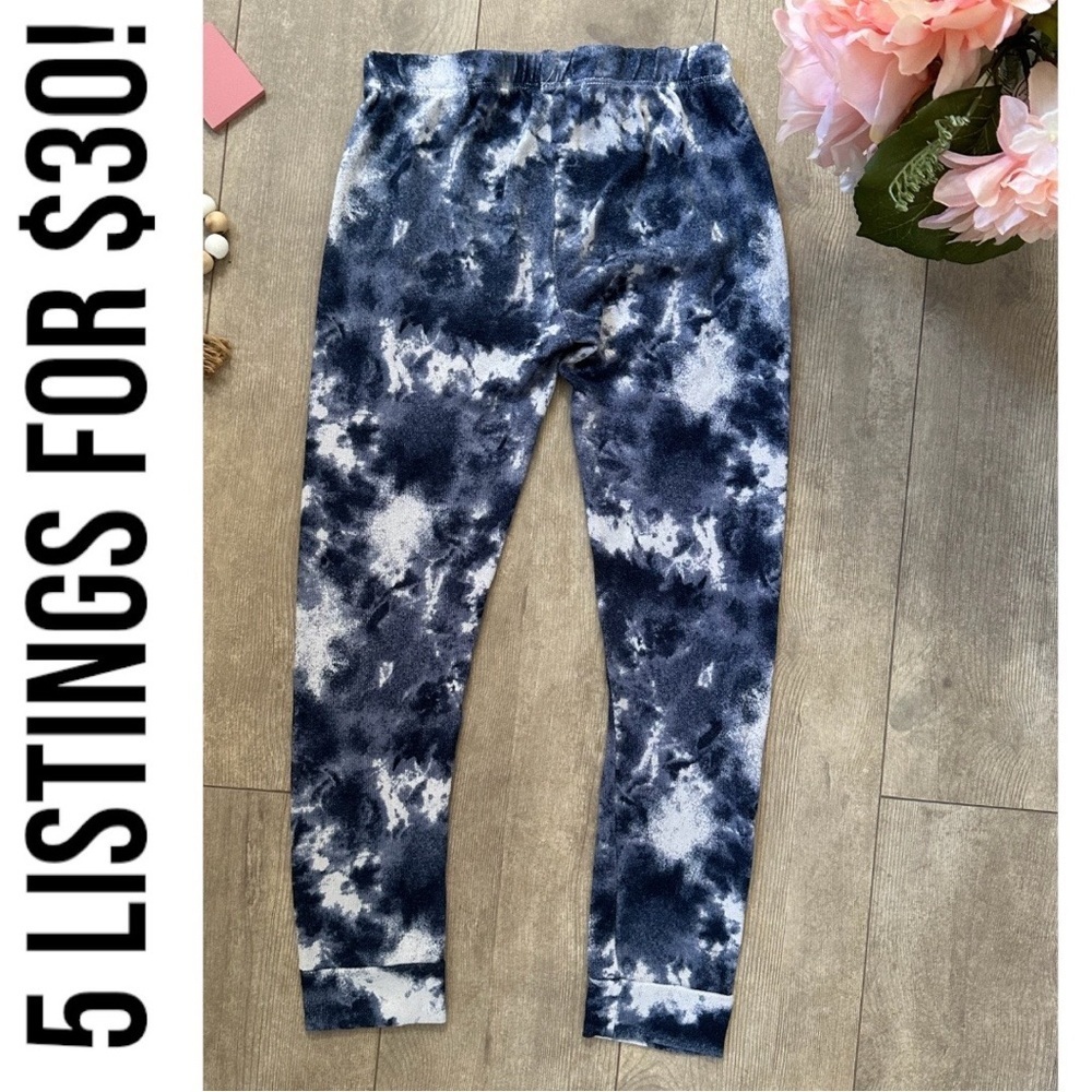 Girls Super Soft Blue White Tie-Dye Casual Bottoms Pants Size 7/8